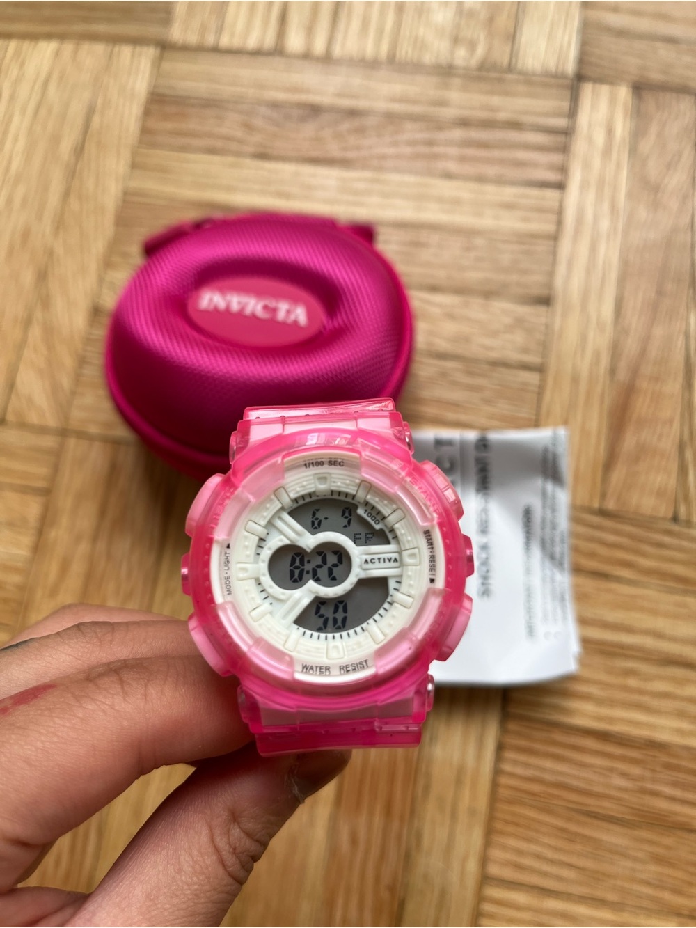 Activa x Invicta Pink Clear Digital Sport Watch + Case NWT